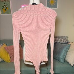 FP Movement by Free People Pink Ribbed Bodysuit